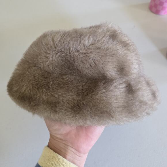 Vintage Womens Genuine Mink Fur Hat Beanie Cloche MCM Union Made USA OSFM Beige - Picture 3 of 7